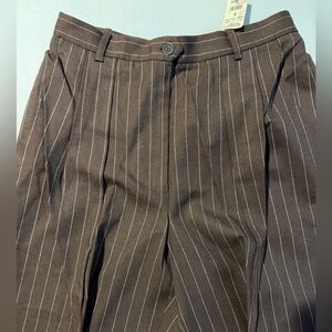 🤎🤍ANN TAYLOR Brown Pinstripe Wool Trousers NWT